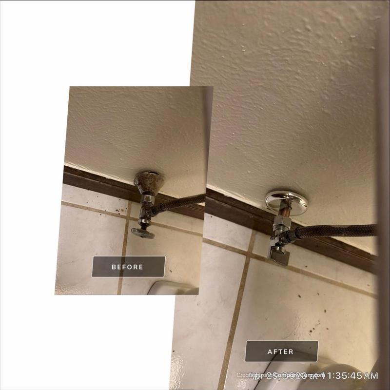 Toilet angle stop replacement before and after in Lafayette