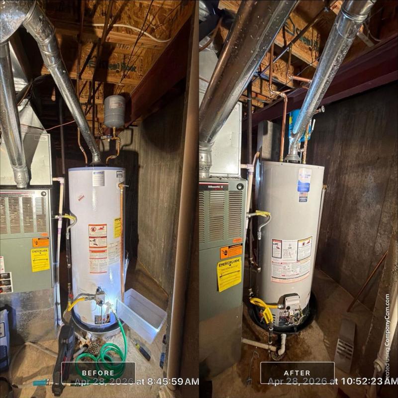 Water heater replacement with code upgrades in basement