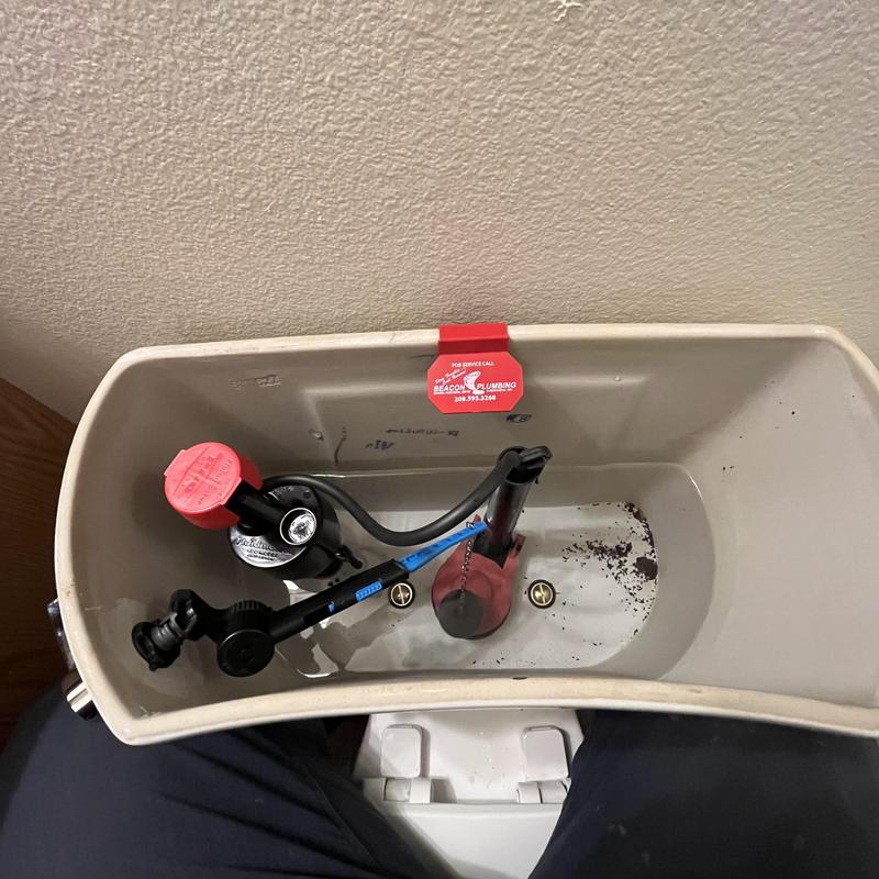 Toilet tank internals with flush valve and fill valve components