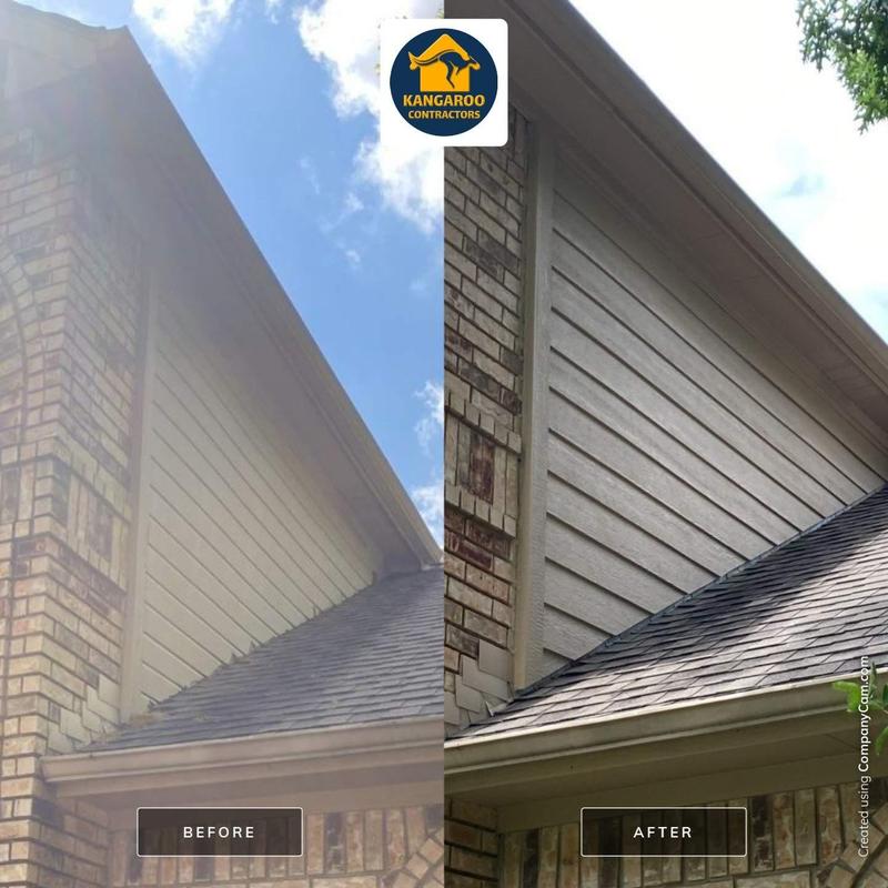 LP SmartSide siding and trim installation on courtyard wall
