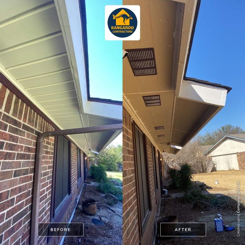 Soffit panels and vents upgrade on brick home exterior