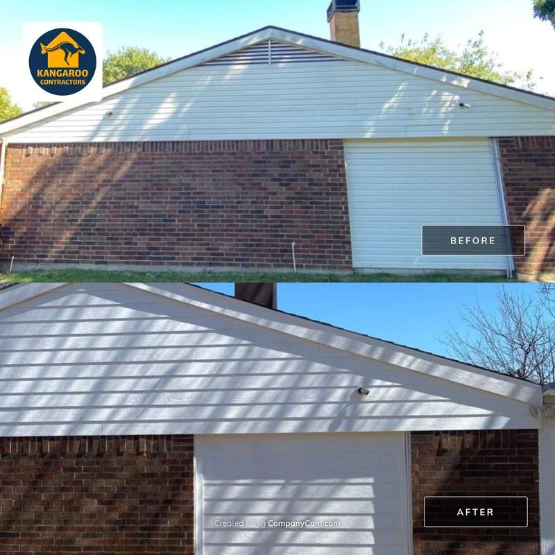 LP SmartSide siding and trim replaced on garage gable