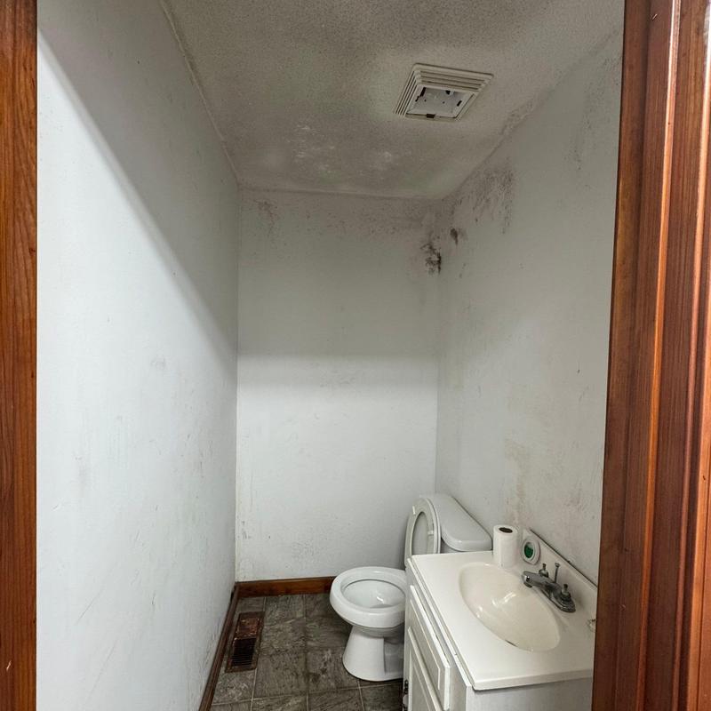 Bathroom mold on wall and ceiling near vent