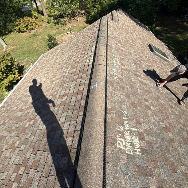 Roof shingles with hail damage inspection markings