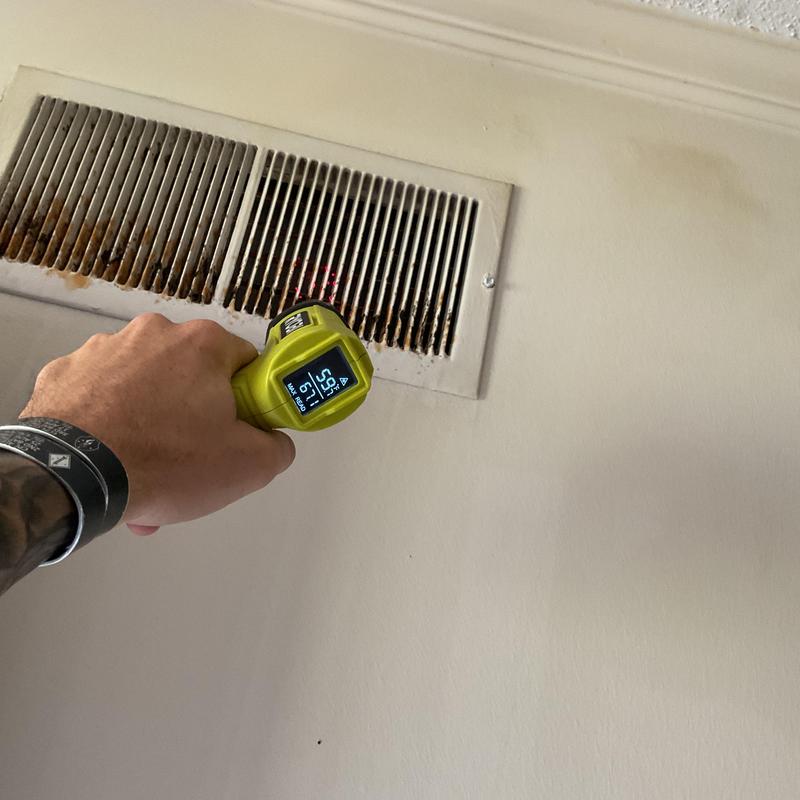 Air vent temperature check with infrared thermometer