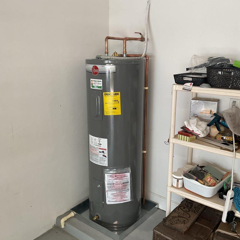 Rheem 50-gallon electric water heater installation
