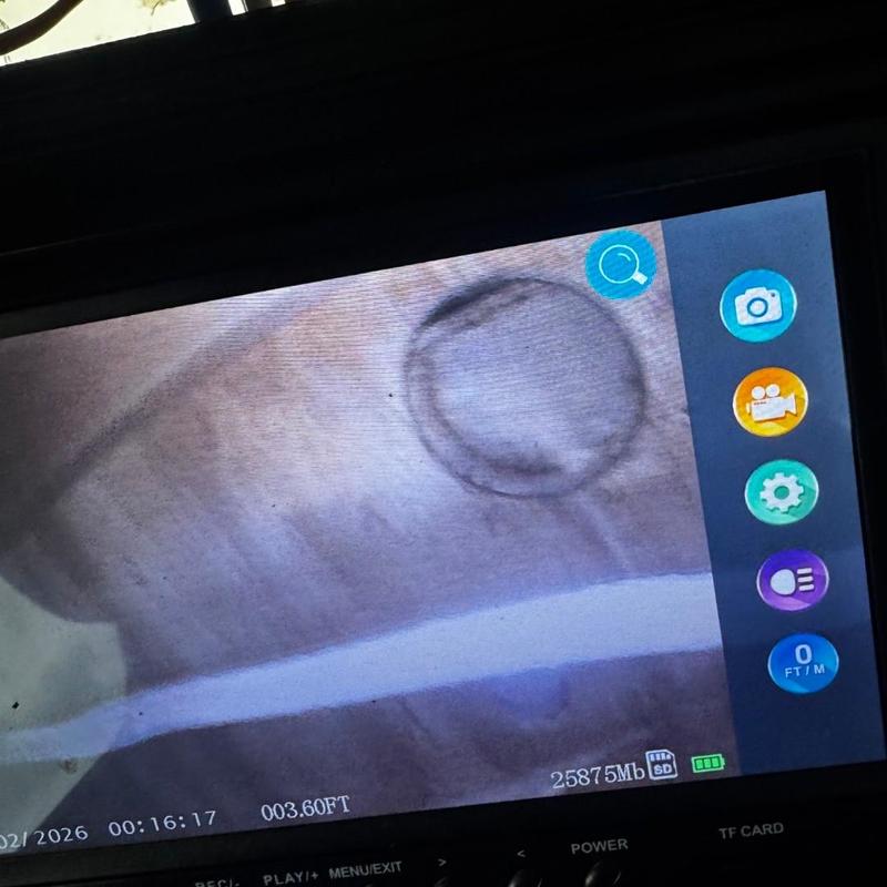Sewer vent pipe smoke test camera view