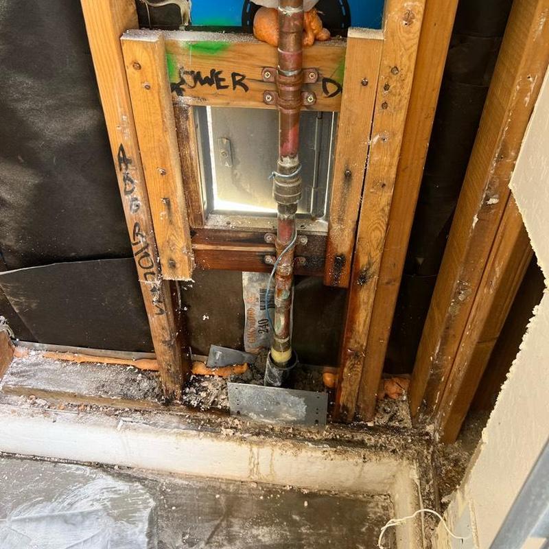 PEX piping leak repair with copper pipe transition