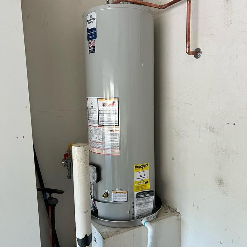 40-gallon Bradford White gas water heater installation