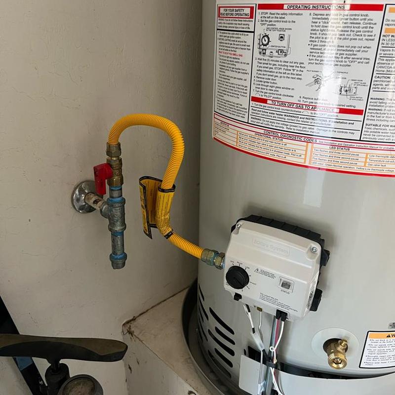 Gas water heater with new flex gas line installation