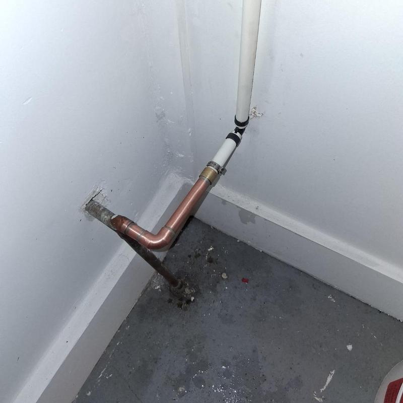 Copper water pipe and valve replacement near floor corner