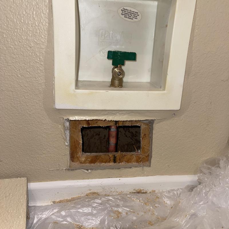 Ice maker valve with copper piping in wall cavity