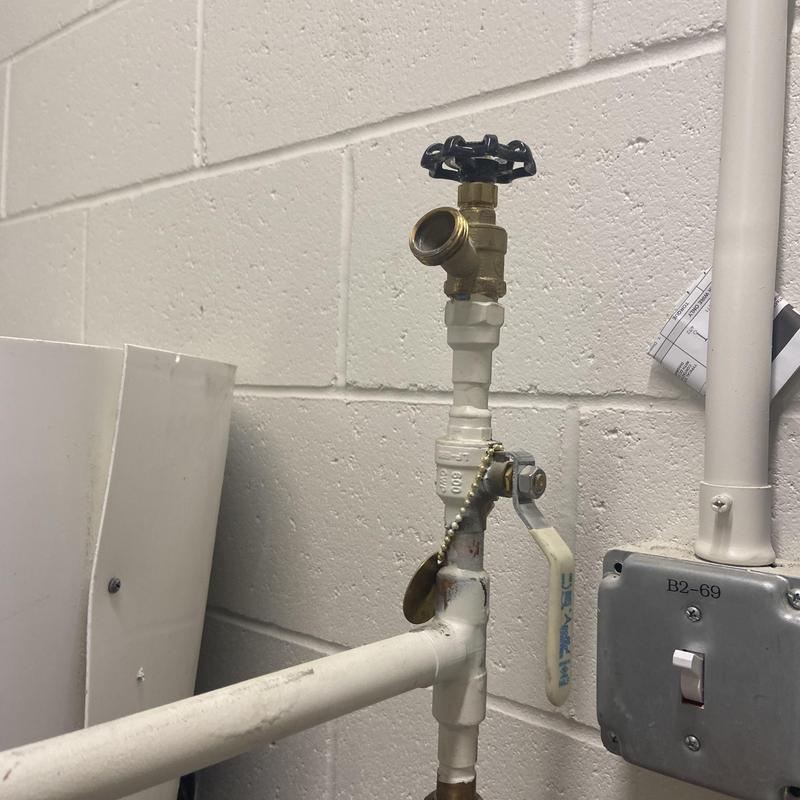 Commercial water heater shutoff valve and pipes