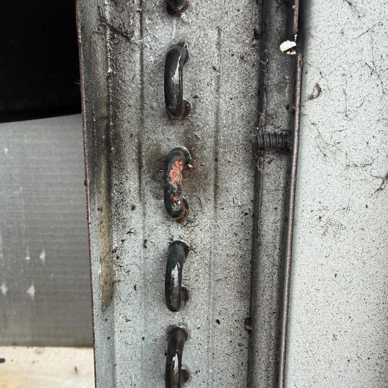 Copper coil leak repair on HVAC unit in metal frame