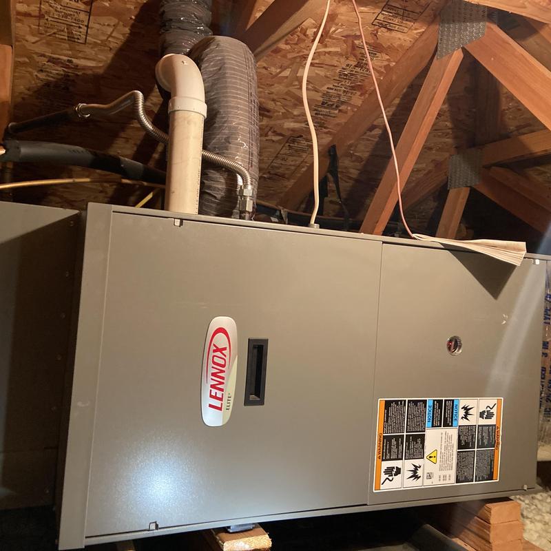 Lennox HVAC furnace system in attic space