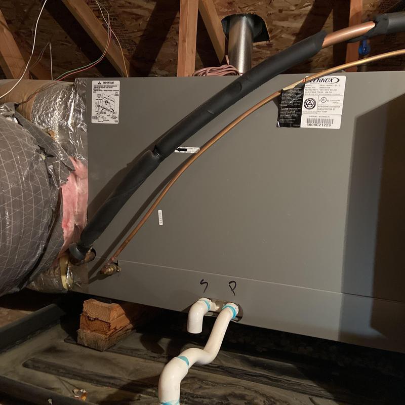 Lennox HVAC air handler with insulated refrigerant lines