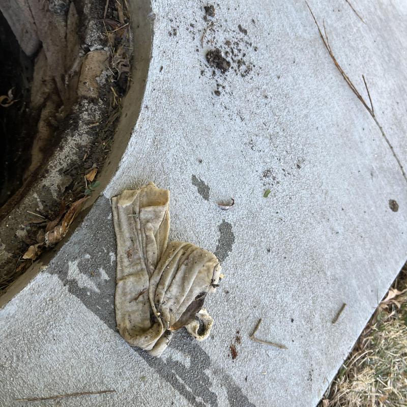 Septic tank pumping service sewage residue on sidewalk