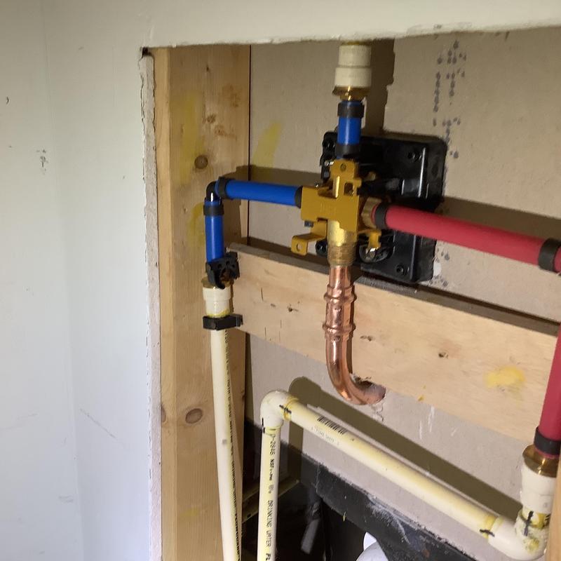 Tub shower diverter valve with PEX piping installation Tub shower diverter valve with PEX piping installation