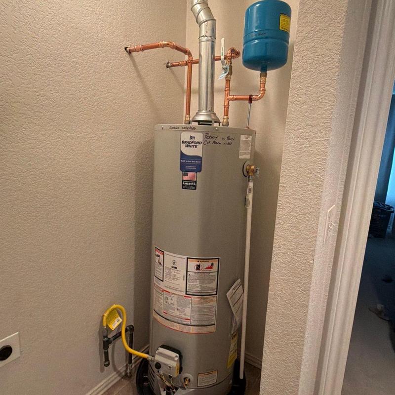 Water heater with new copper piping and expansion tank