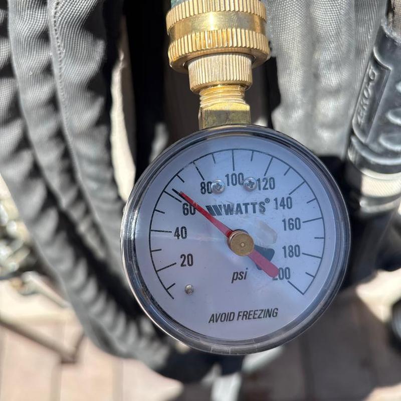 Pressure relief valve gauge showing 70 psi reading