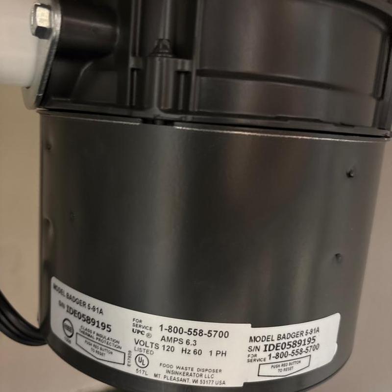 Badger 5-91A garbage disposal unit installed