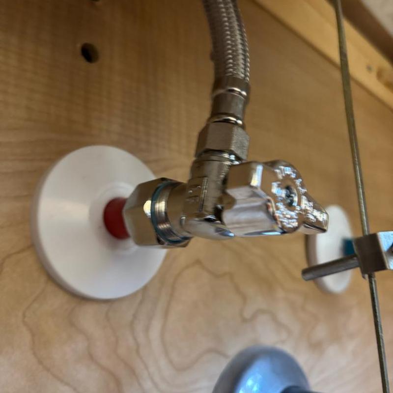 Chrome angle stop valve with supply line installed