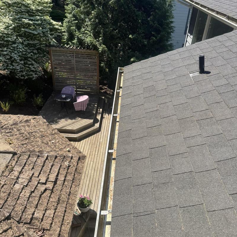 Gutter cleaning and debris removal on residential roof