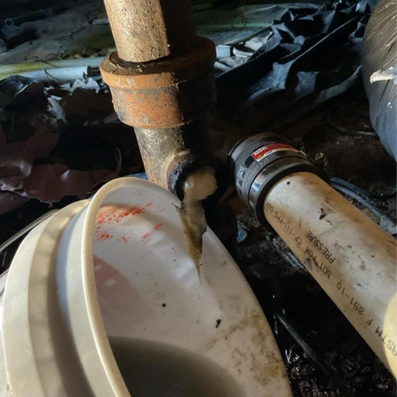 Main sewer line pipe clog removal in crawlspace Main sewer line pipe clog removal in crawlspace