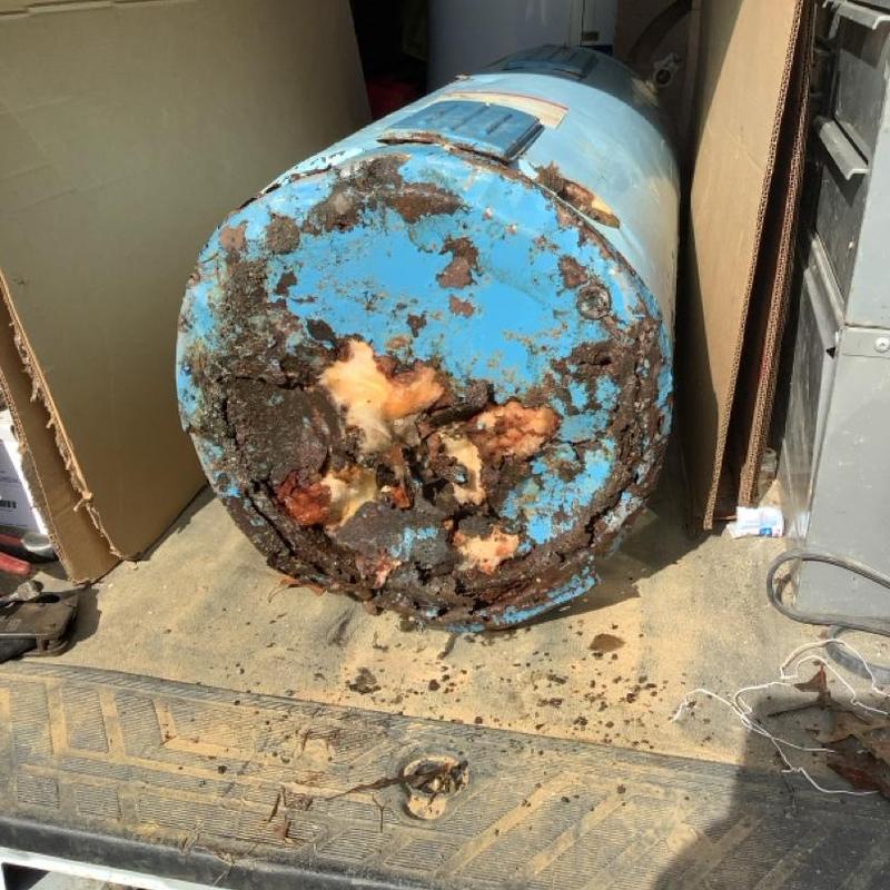 Electric water heater with severe rust damage Electric water heater with severe rust damage