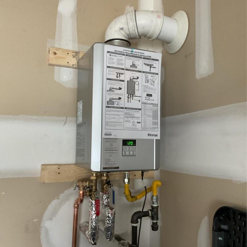 Rinnai tankless water heater installed in garage Rinnai tankless water heater installed in garage