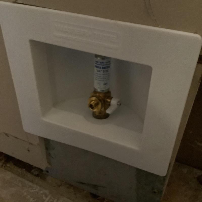 Ice maker box with shutoff valve installed Ice maker box with shutoff valve installed