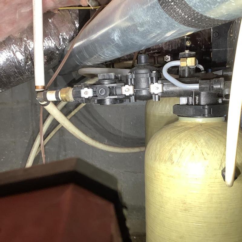 Water filtration system two-tank setup in basement Water filtration system two-tank setup in basement