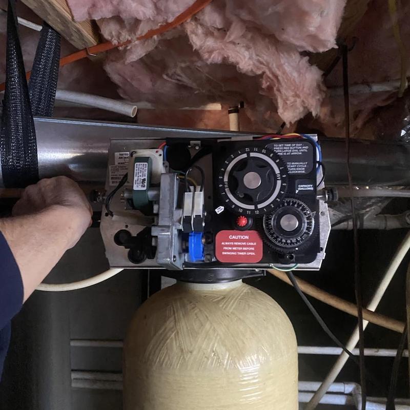 Water filtration timer valve on tank system installation Water filtration timer valve on tank system installation