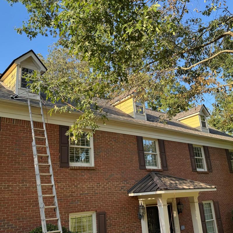 James Hardie siding on dormers with ladder