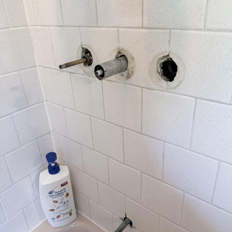 3-handle shower valve stem replacement in tiled wall 3-handle shower valve stem replacement in tiled wall