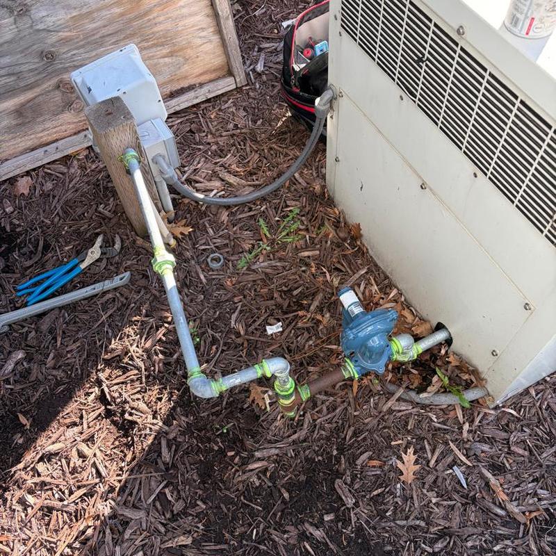 Galvanized pipe fittings on outdoor generator system