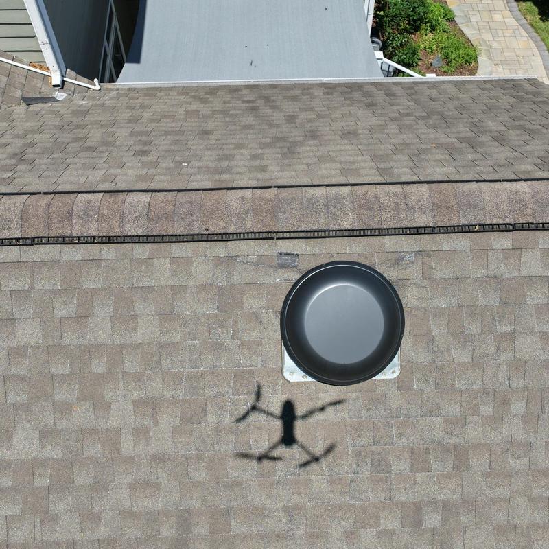 Roof vent and shingle inspection with drone shadow