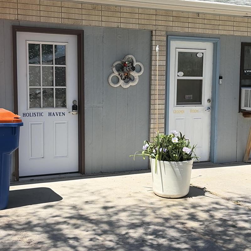 Floor and bathtub drain exterior view with planter