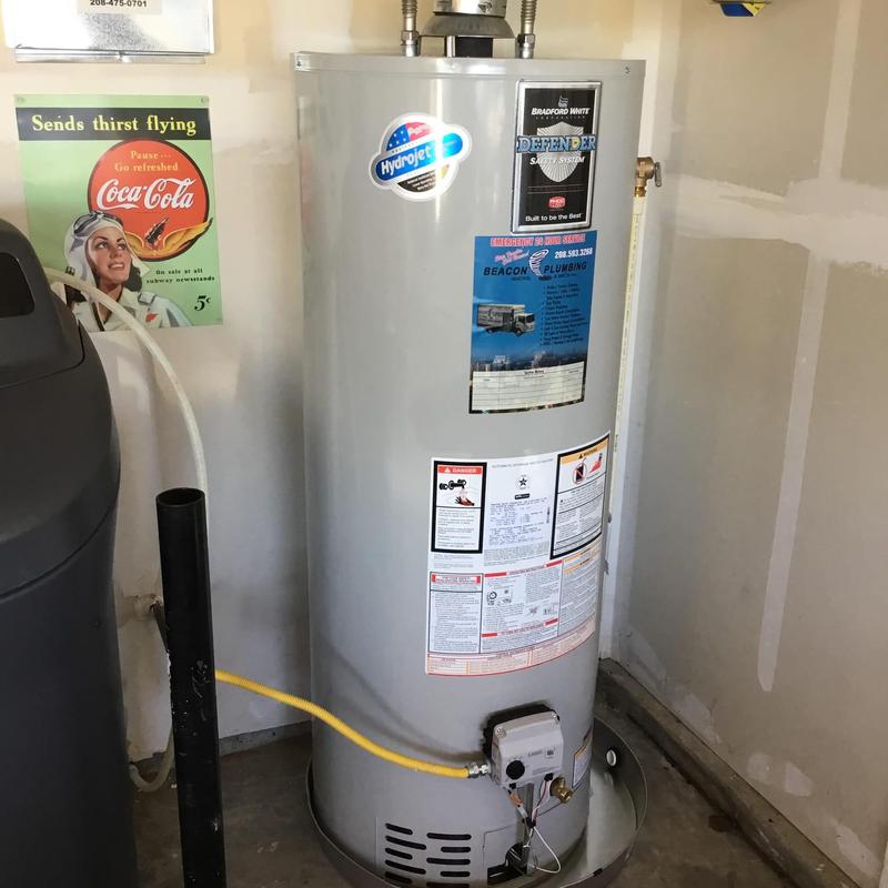 Natural gas water heater with expansion tank replacement