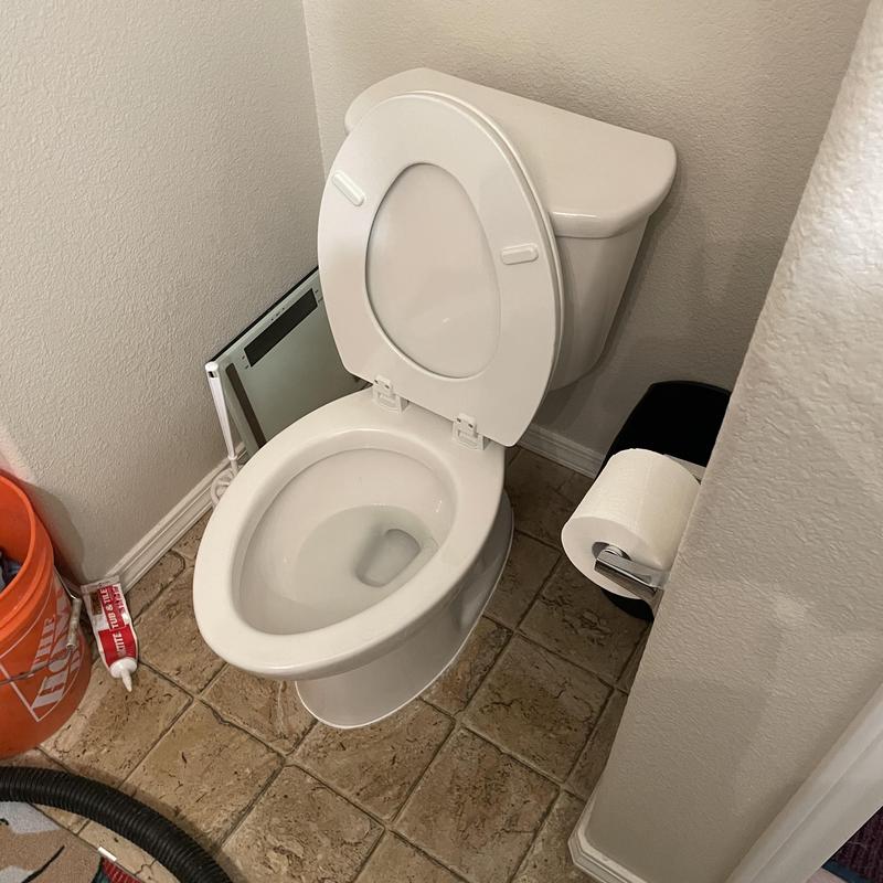 Elongated toilet replacement with partial tank rebuild