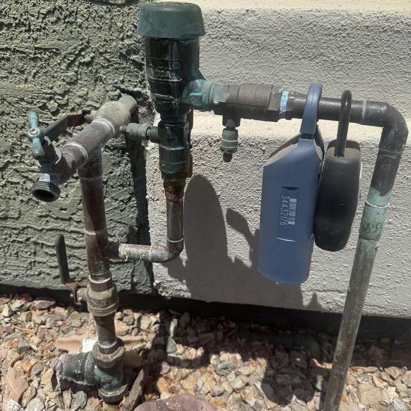 Pressure vacuum breaker and valve assembly on home mainline Pressure vacuum breaker and valve assembly on home mainline