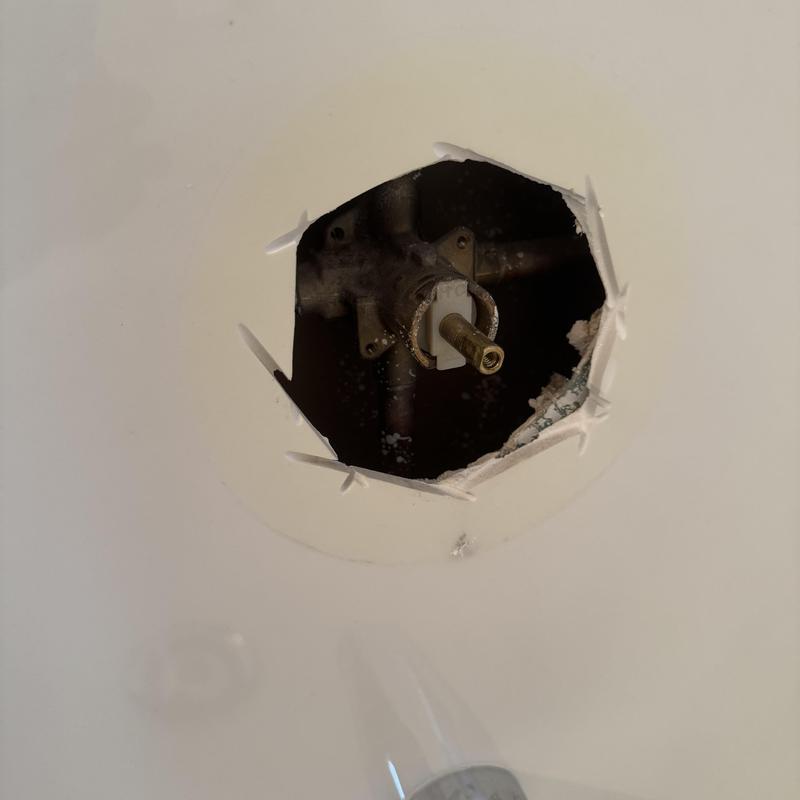 Moen shower valve behind drywall cutout in Goodyear, AZ Moen shower valve behind drywall cutout in Goodyear, AZ