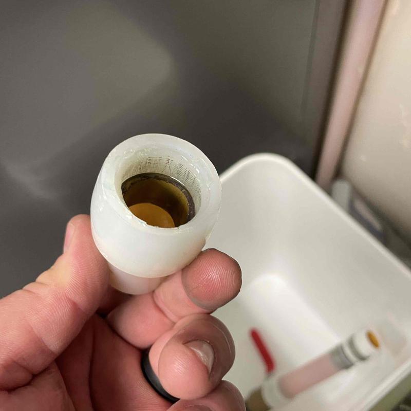 Pex ball valve removed from geothermal heating system