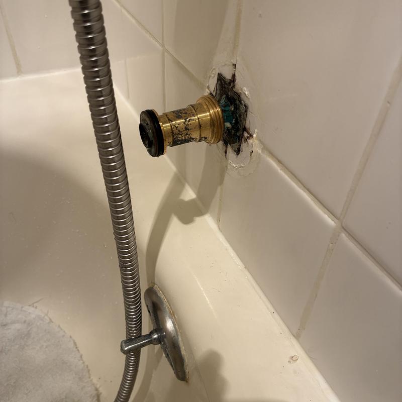 Delta shower tub diverter valve exposed during repair Delta shower tub diverter valve exposed during repair
