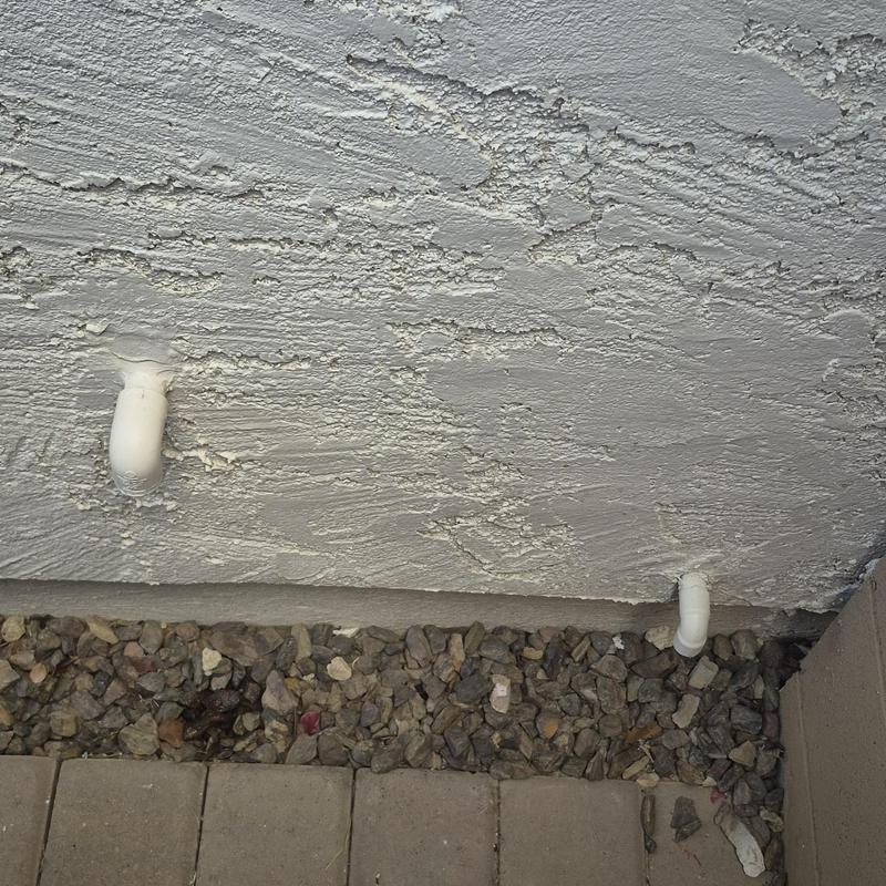 Condensate drain pipes running to exterior rocks Condensate drain pipes running to exterior rocks