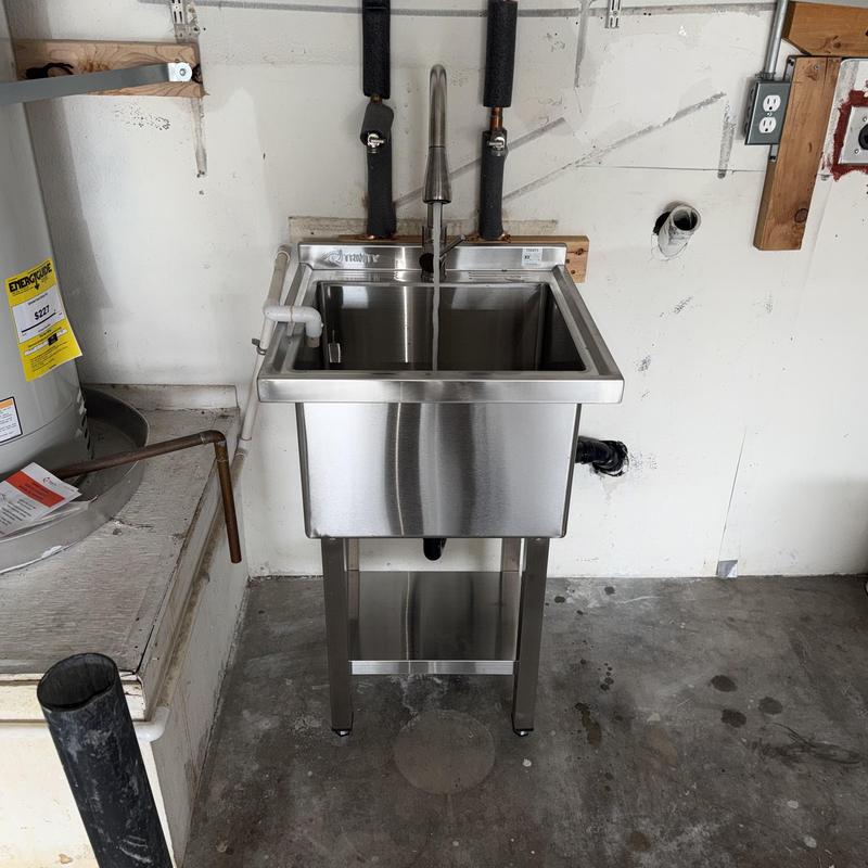 Stainless steel Trinity laundry sink with faucet and drain