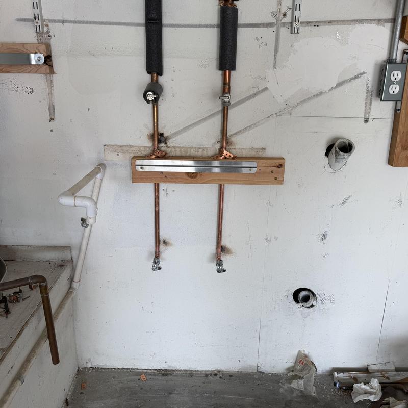 Copper water lines for laundry sink installation