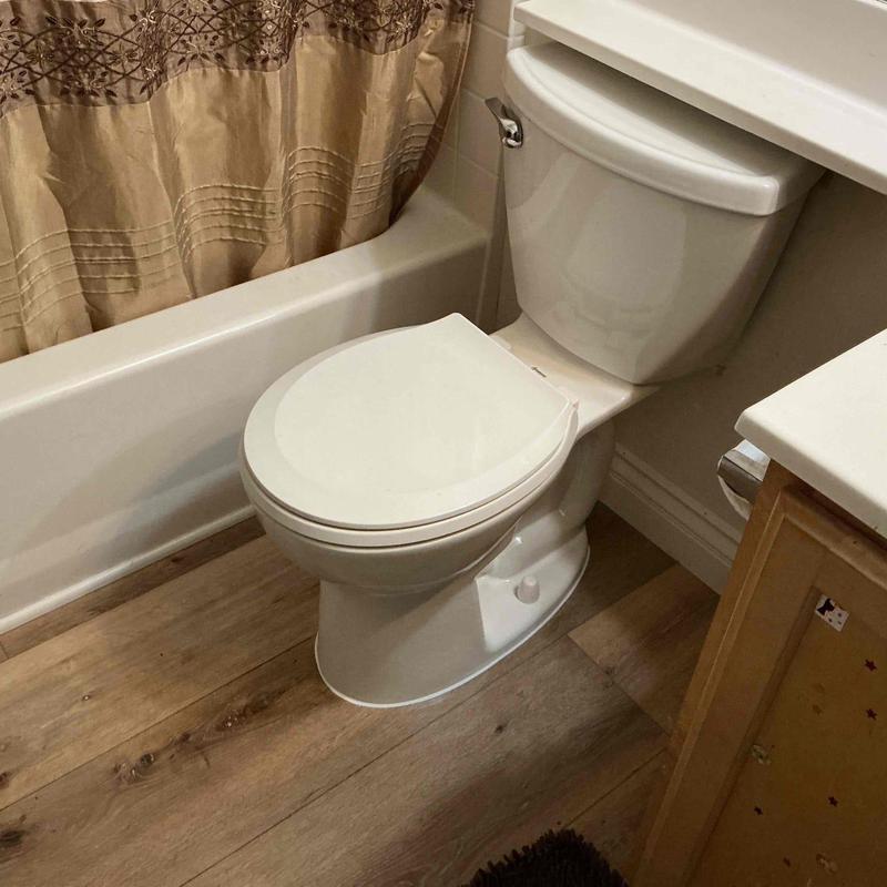 Toilet with new wax ring and closet bolts installation