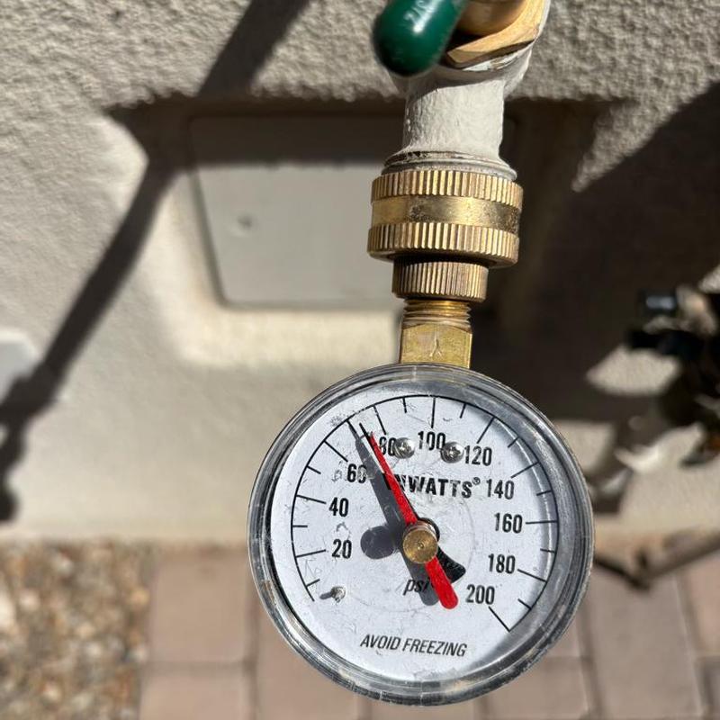 Pressure relief valve gauge showing 70 psi in Queen Creek, AZ