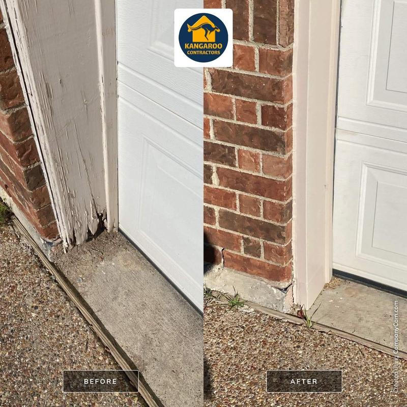 Garage door frame wood rot repair before and after Garage door frame wood rot repair before and after